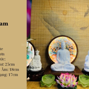 Ta Bà Tam Thánh Trắng Trơn Bổn Sư 25cm, Quan Âm 18cm, Địa Tạng 17cm