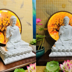 Tượng Bổn Sư Thích Ca Mâu Ni Phật Ngồi Đài Sen Trắng Trơn 40cm – Biểu Tượng Của Tâm Thanh Tịnh