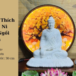 Tượng Bổn Sư Thích Ca Mâu Ni Phật Ngồi Đế Rơm Trắng Trơn 30cm