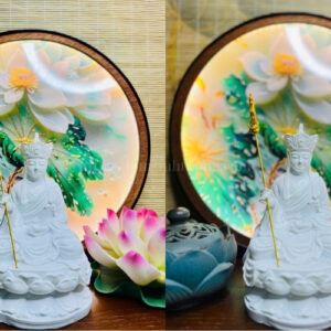 Tượng Địa Tạng Vương Bồ Tát Trắng Trơn 17cm Tịnh Thất Chơn Tâm