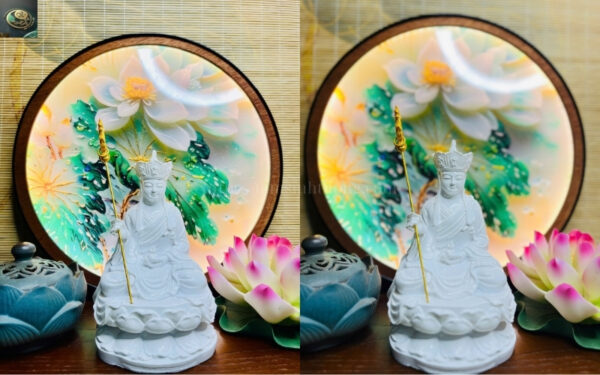 Tượng Địa Tạng Vương Bồ Tát Trắng Trơn 17cm Tịnh Thất Chơn Tâm