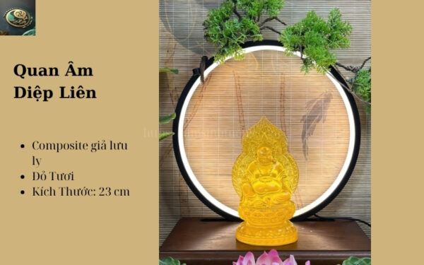 Tượng Phật Di Lạc Lưu Ly Vàng 18cm – Hạnh Phúc, Tài Lộc