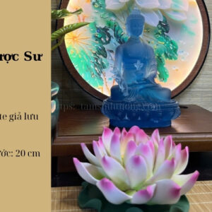 Tượng Phật Dược Sư Giả Lưu Ly Xanh 20cm – Ánh Sáng Chữa Lành và Bình An