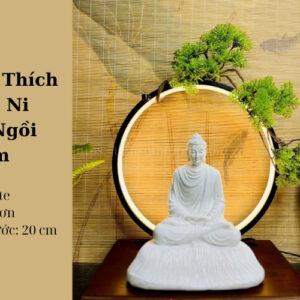 Tượng Phật Ngồi Đài Rơm Trắng Trơn 20cm – Hiện Thân Của Thiền Định & Giác Ngộ