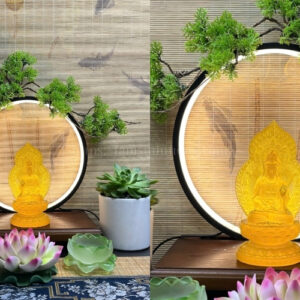 Tượng Quan Thế Âm Bồ Tát Lá Bồ Đề Vàng 18cm – Ánh Sáng Từ Bi, Hóa Giải Nghiệp Lực