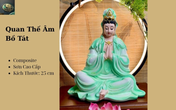 Tượng Quan Thế Âm Bồ Tát Sơn Cao Cấp 25cm – Từ Bi Lan Tỏa, Hóa Giải Tai Ương