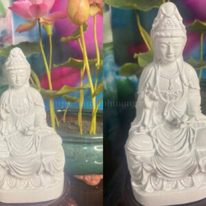 Tượng Quan Thế Âm Bồ Tát Trắng Trơn 18cm – Tịnh Khiết Từ Bi, Hóa Giải Khổ Đau