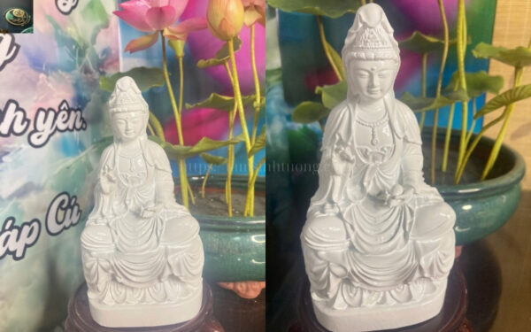 Tượng Quan Thế Âm Bồ Tát Trắng Trơn 18cm – Tịnh Khiết Từ Bi, Hóa Giải Khổ Đau