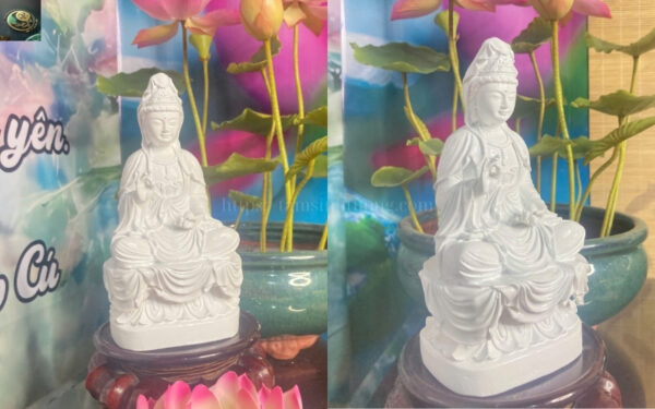 Tượng Quan Thế Âm Bồ Tát Trắng Trơn 18cm – Tịnh Khiết Từ Bi, Hóa Giải Khổ Đau
