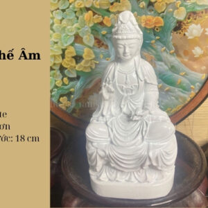 Tượng Quan Thế Âm Bồ Tát Trắng Trơn 18cm – Tịnh Khiết Từ Bi, Hóa Giải Khổ Đau
