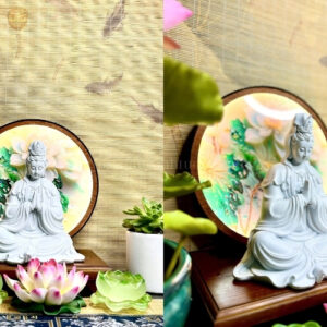 Tượng Quan Thế Âm Bồ Tát Trắng Trơn 25cm – Biểu Tượng Cứu Độ Và Từ Bi Tuyệt Đối