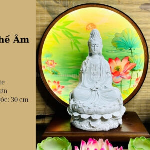 Tượng Quan Thế Âm Bồ Tát Trắng Trơn 30cm – Biểu Tượng Từ Bi Và An Lành Tuyệt Đối